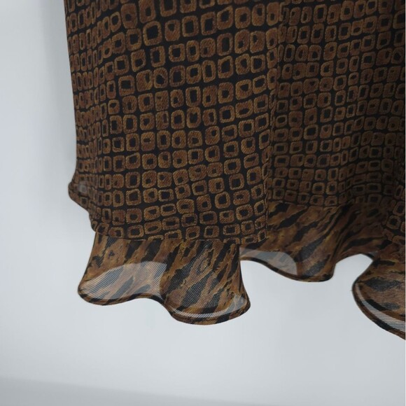 Vintage 90s Carole Little Midi Dress Forest Fairy Boho Geometric Print Grunge - Picture 8 of 15